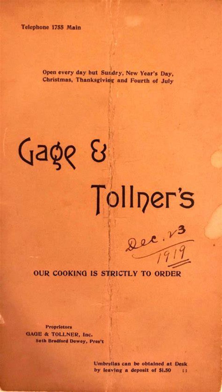 Gage & Tollner Through the Years, Via Its Menus — Resy Right This Way