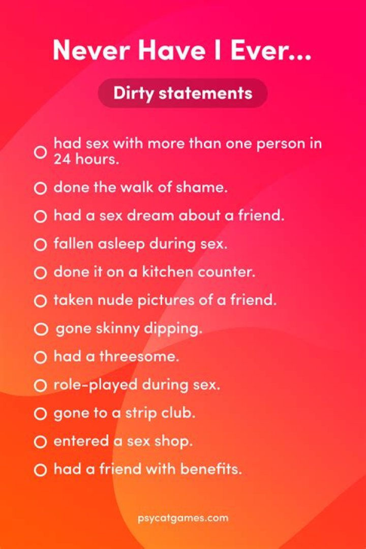 Never Have I Ever Dirty Questions Never Have I Ever Questions