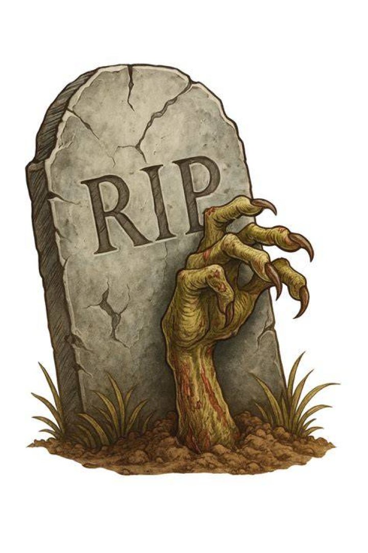 RIP Tombstone with Zombie Hand Cartoon Middle Finger Vinyl Decal Sti